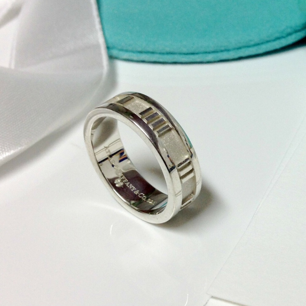Tiffany & Co. Sterling Silver Atlas Band Pinky Ring Size 4